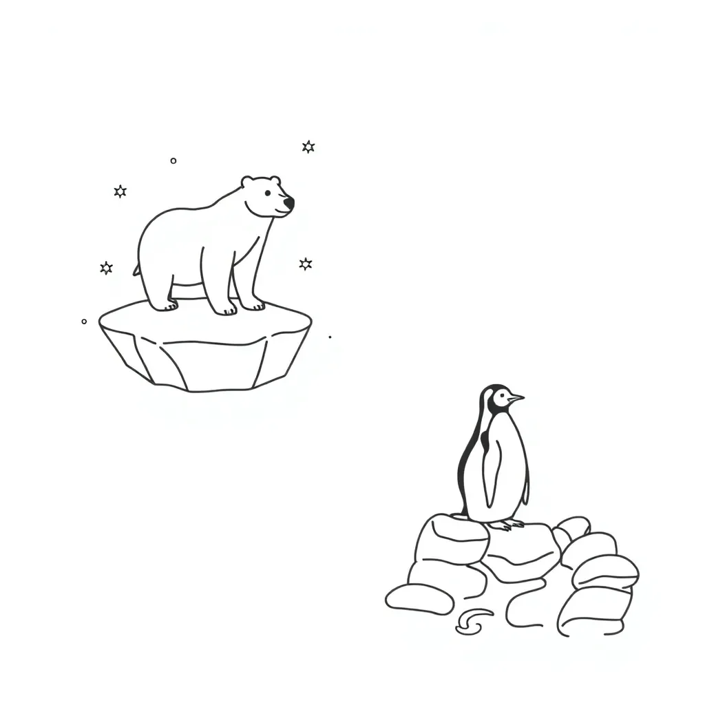 Polar bear and penguin comparison