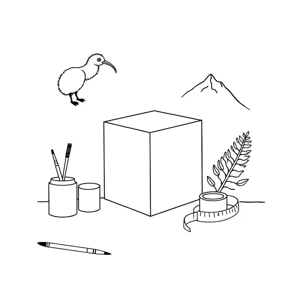 Paint brushes and geometric shapes