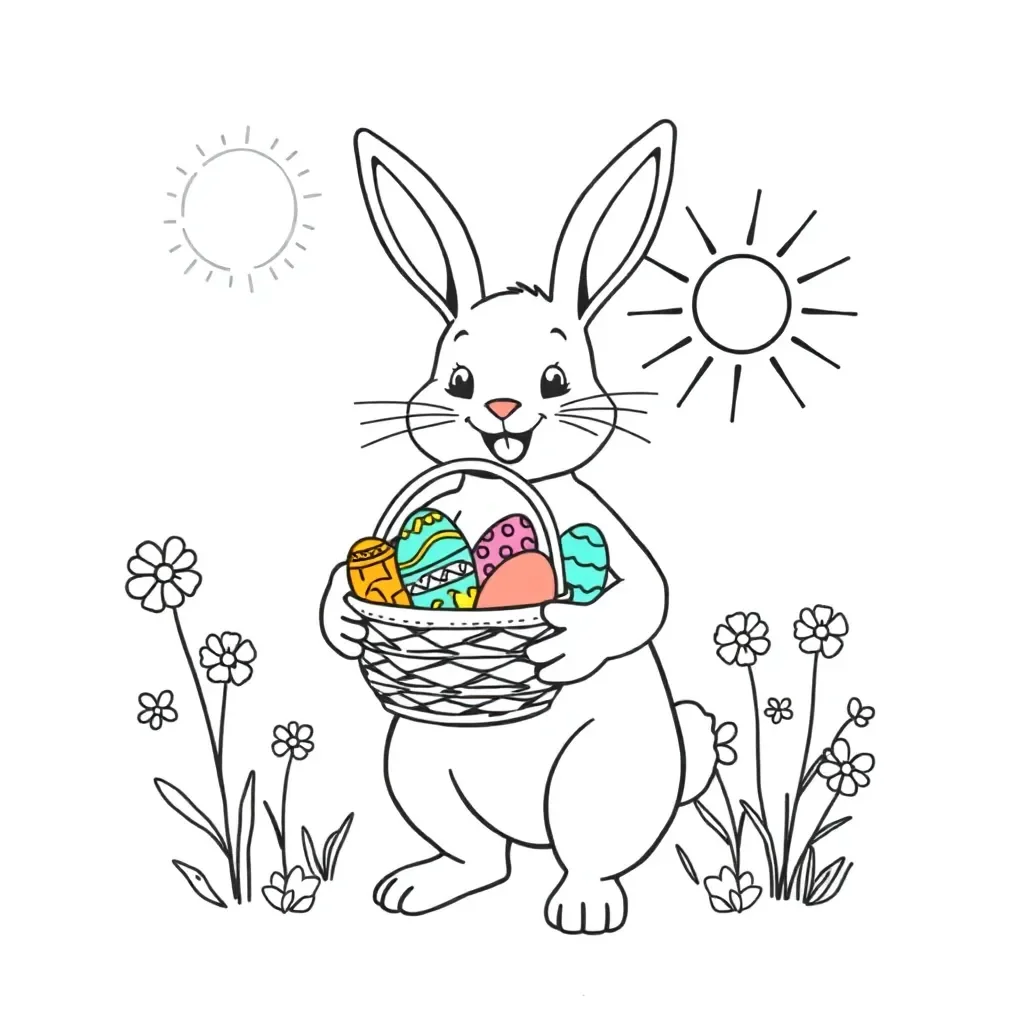 Easter bunny with colourful eggs