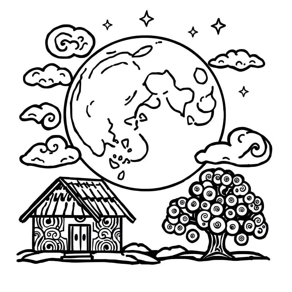 Moon and stars illustration