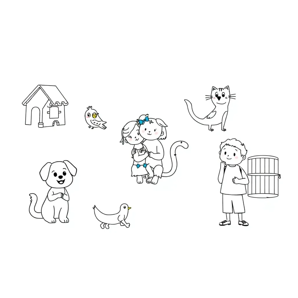 Cat with a ball illustration