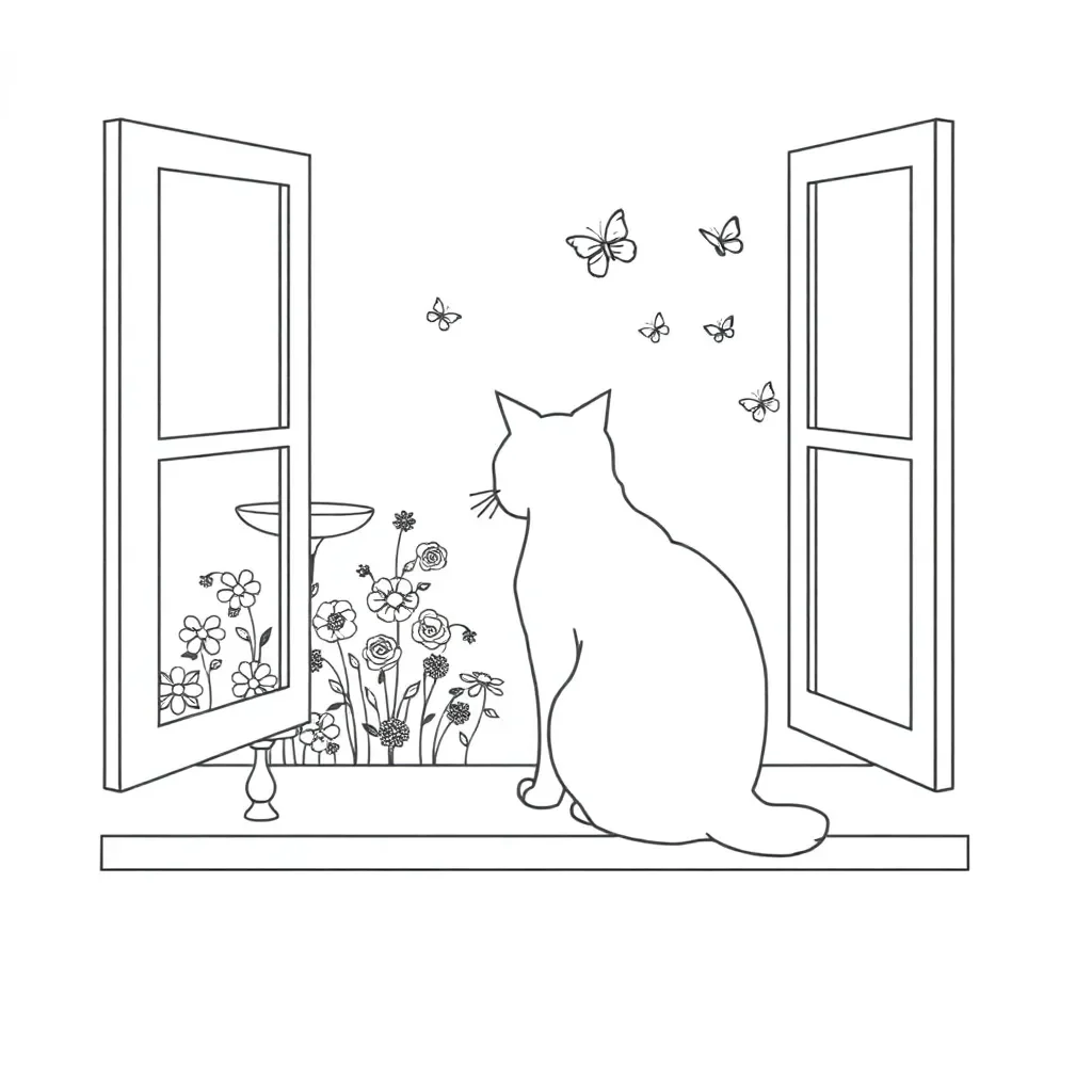 Cat reading a book illustration