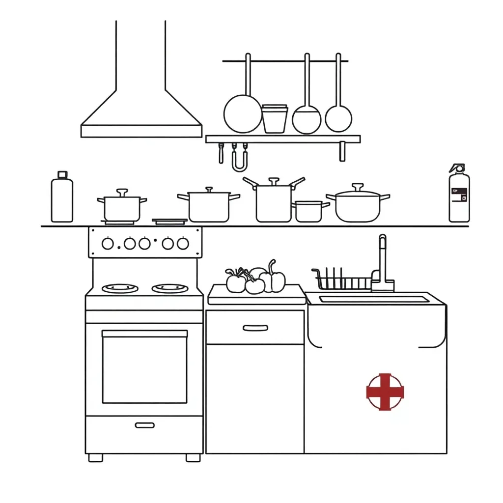 Kitchen safety illustration