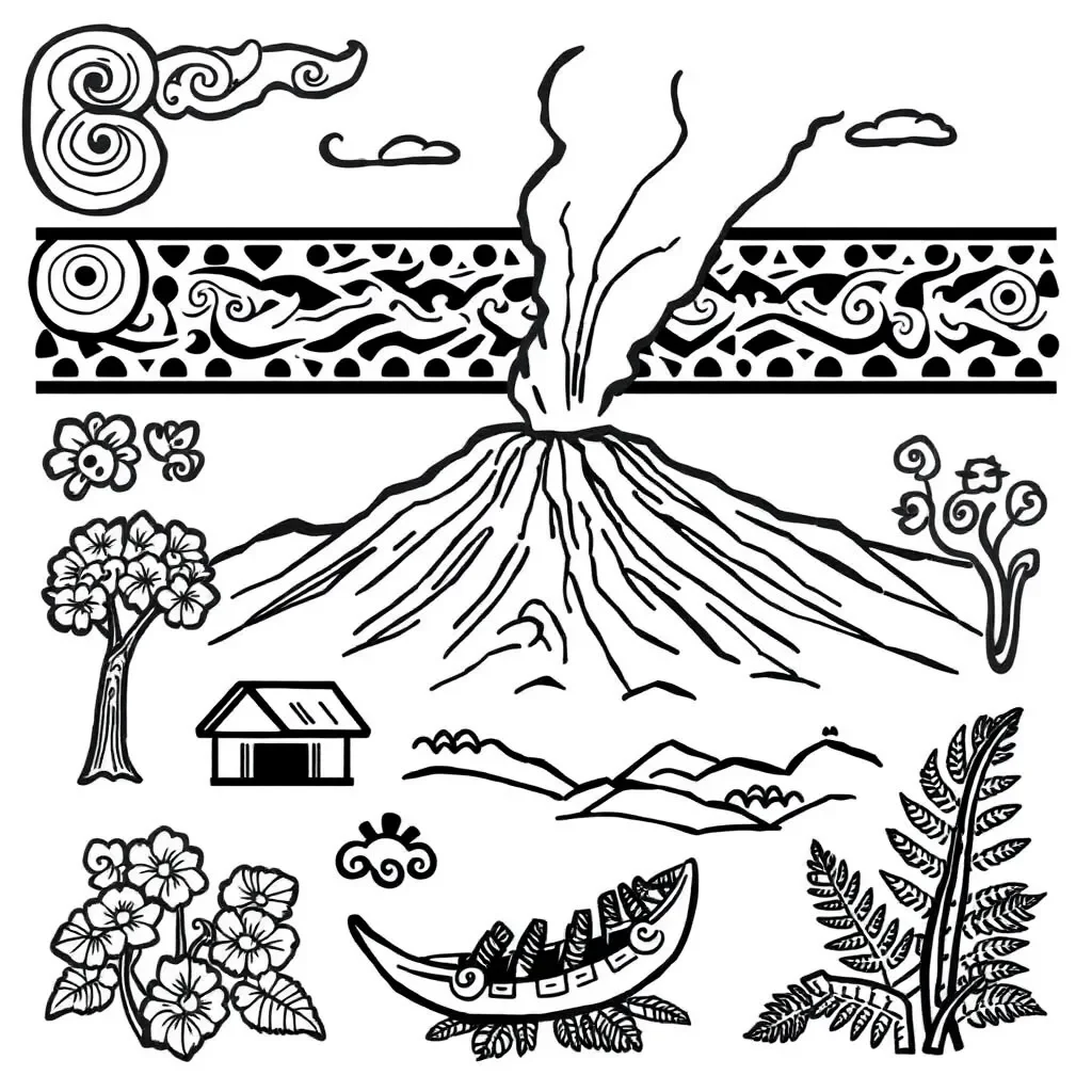 Mt Tarawera eruption illustration