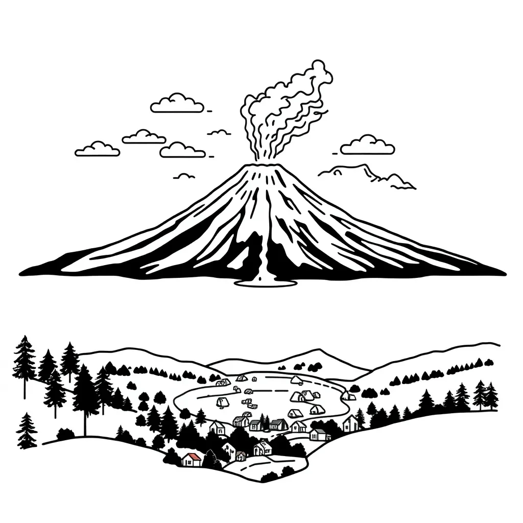 Mt Tarawera eruption illustration