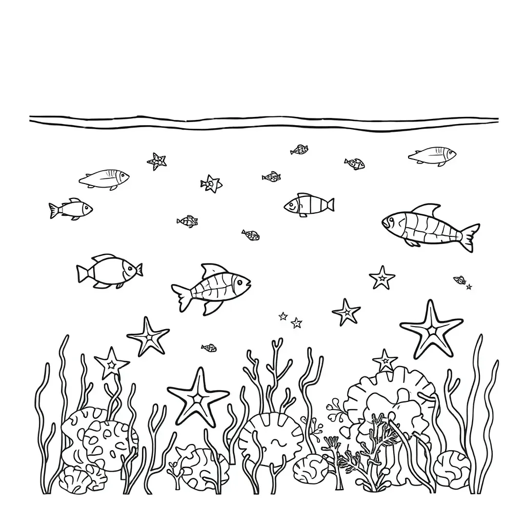 Ocean creatures swimming underwater
