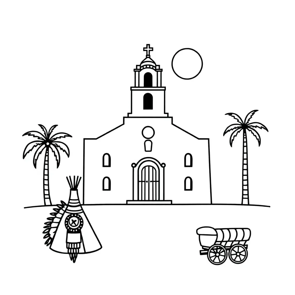 Medieval Spanish castle and map illustration