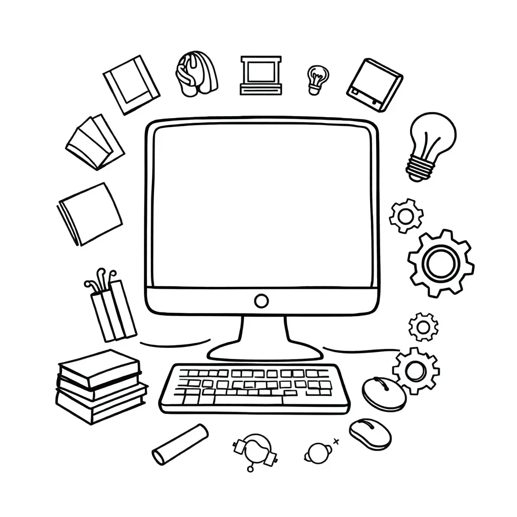 Computer with keyboard and mouse
