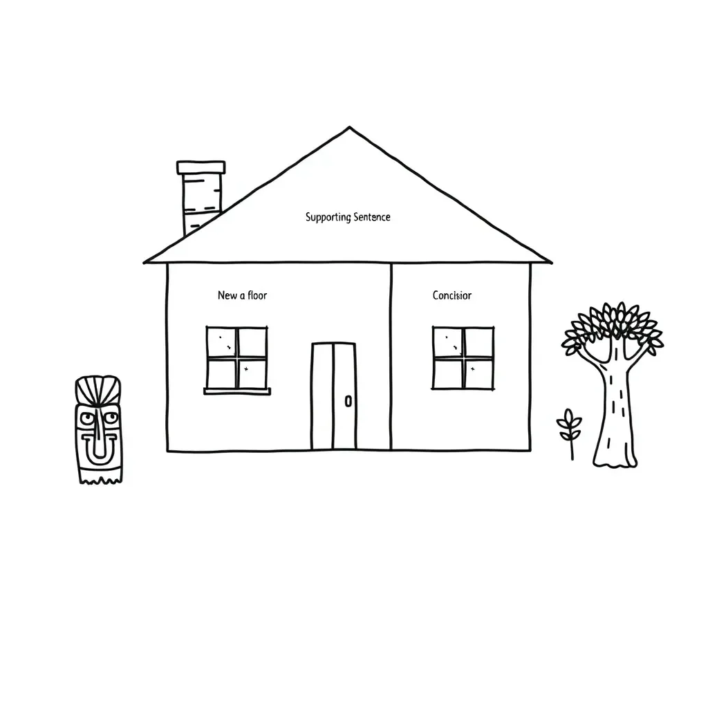 House illustration representing paragraph structure