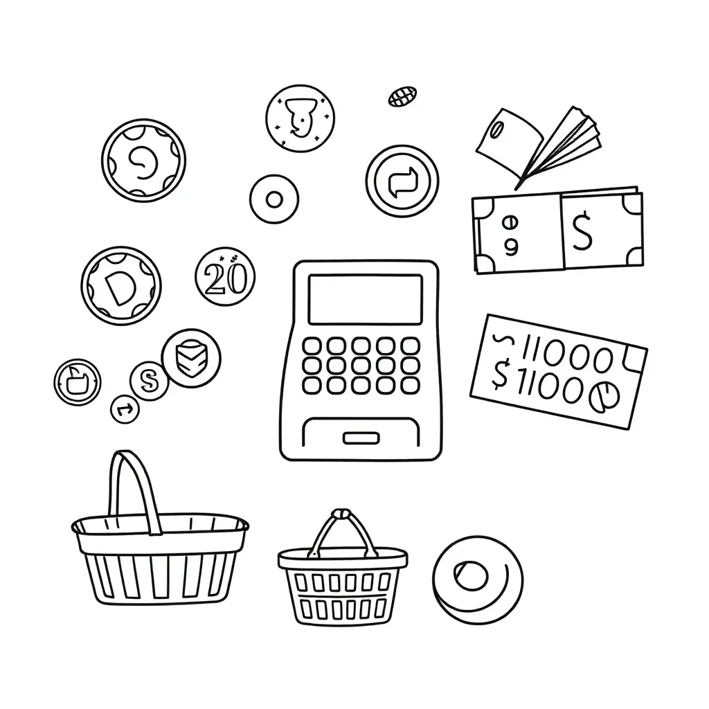 New Zealand coins and notes illustration