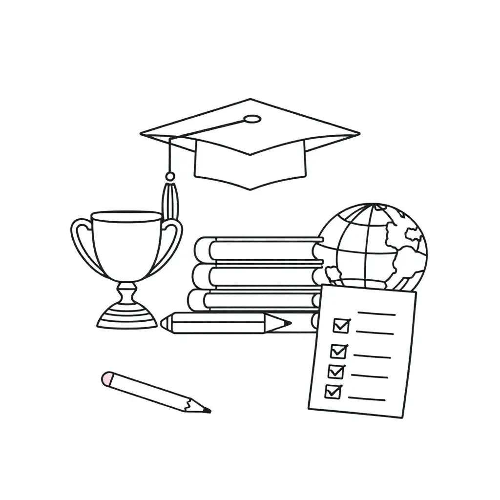 Student with graduation cap and scholarship documents
