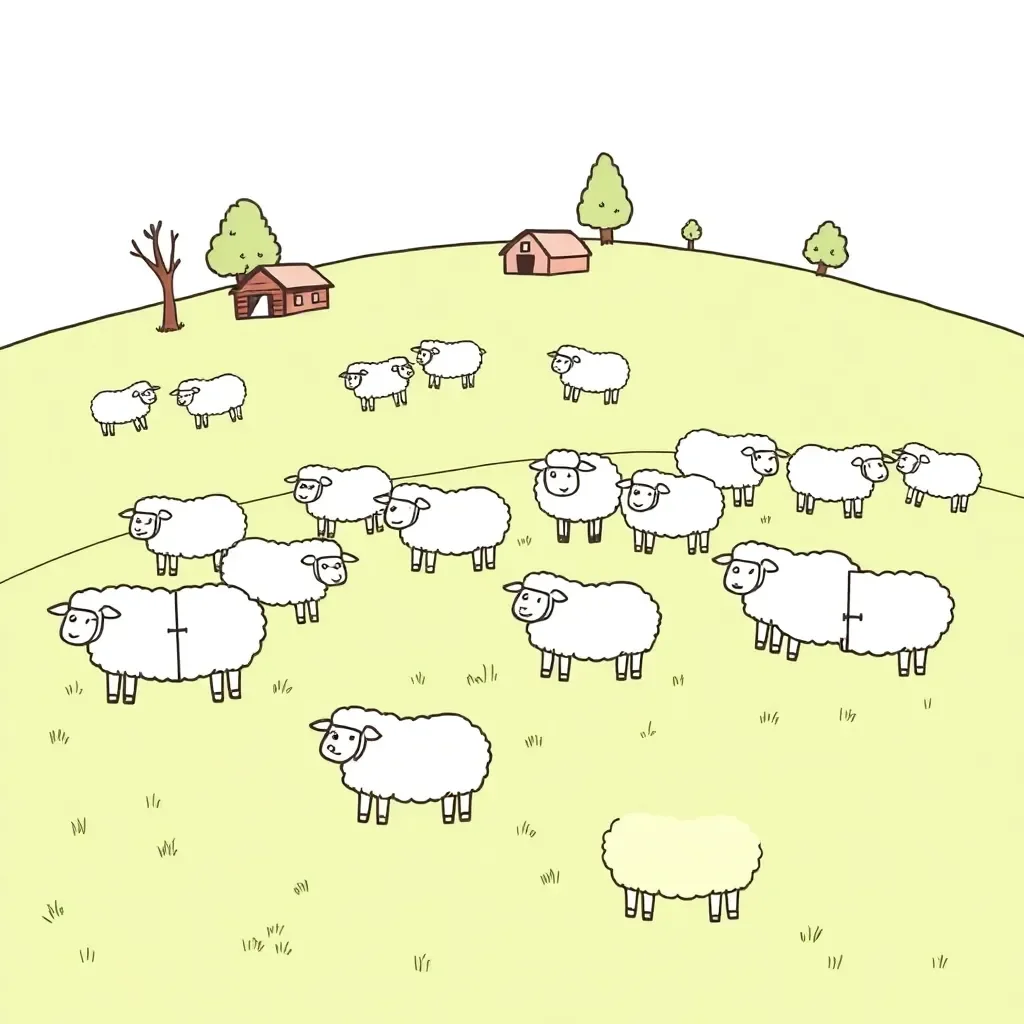Shepherd with sheep illustration