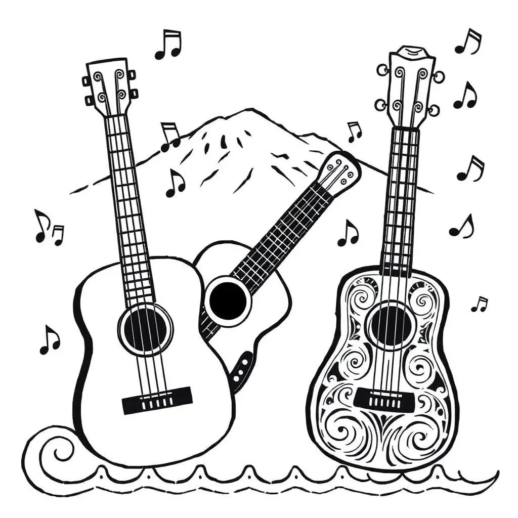 New Zealand music notes and koru design