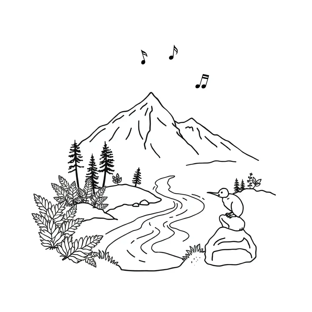 Musical notes flowing across a staff