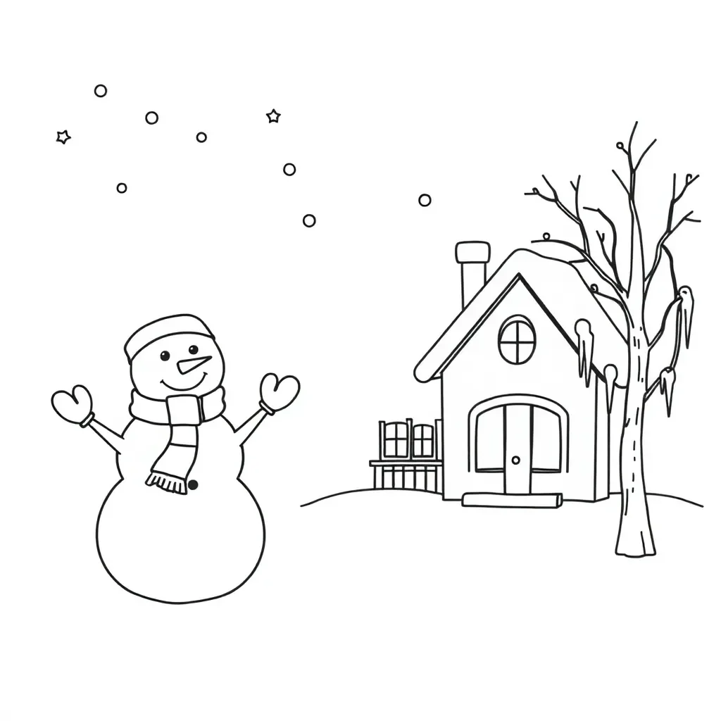 Winter scene with snow, mittens and scarves