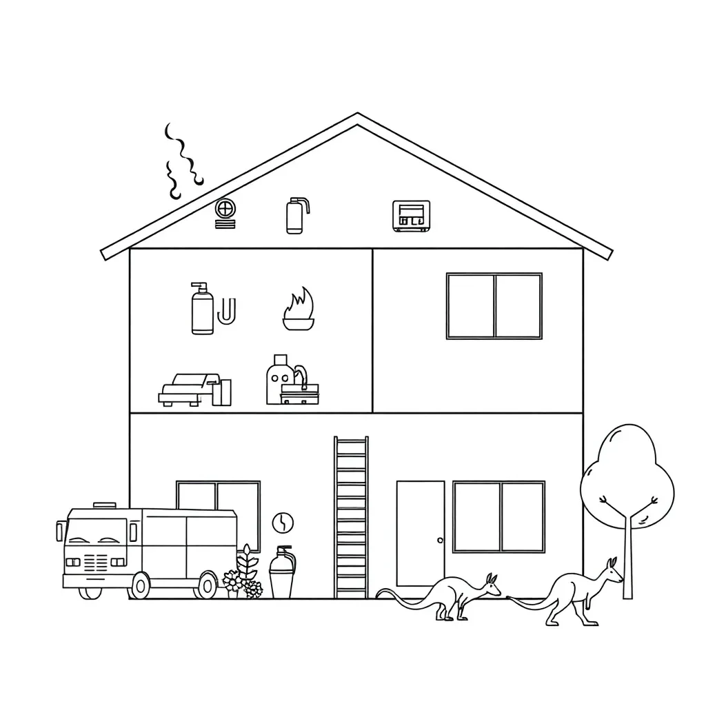 Fire safety equipment illustration