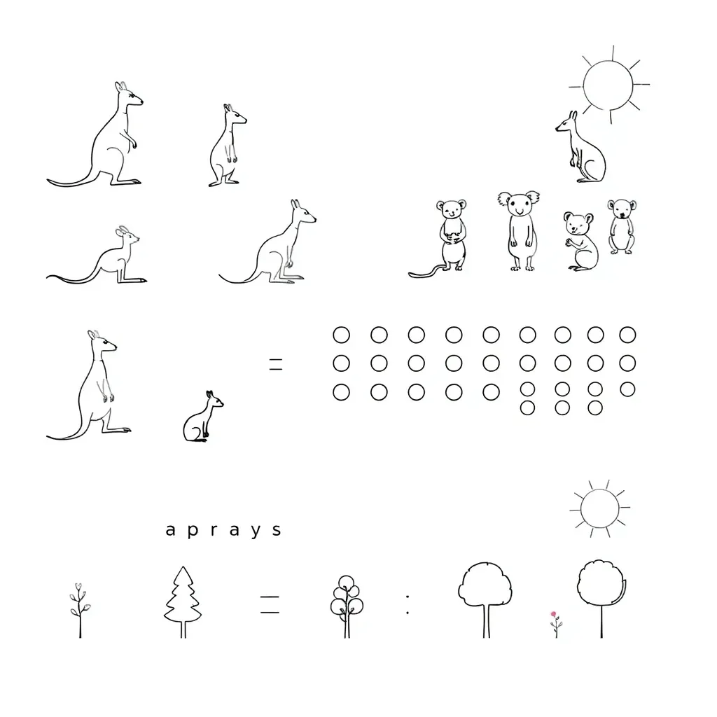 Division arrays and grouping illustration