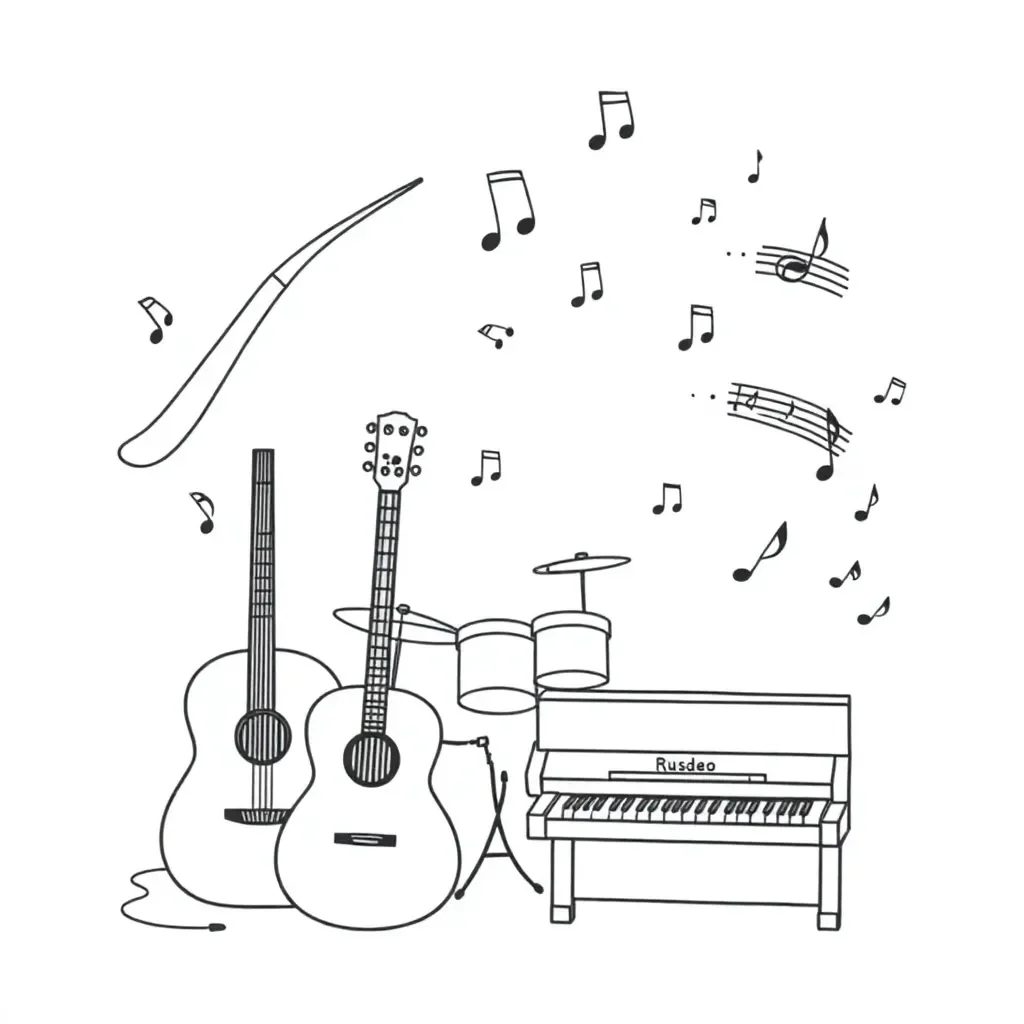 Musical notes and instruments