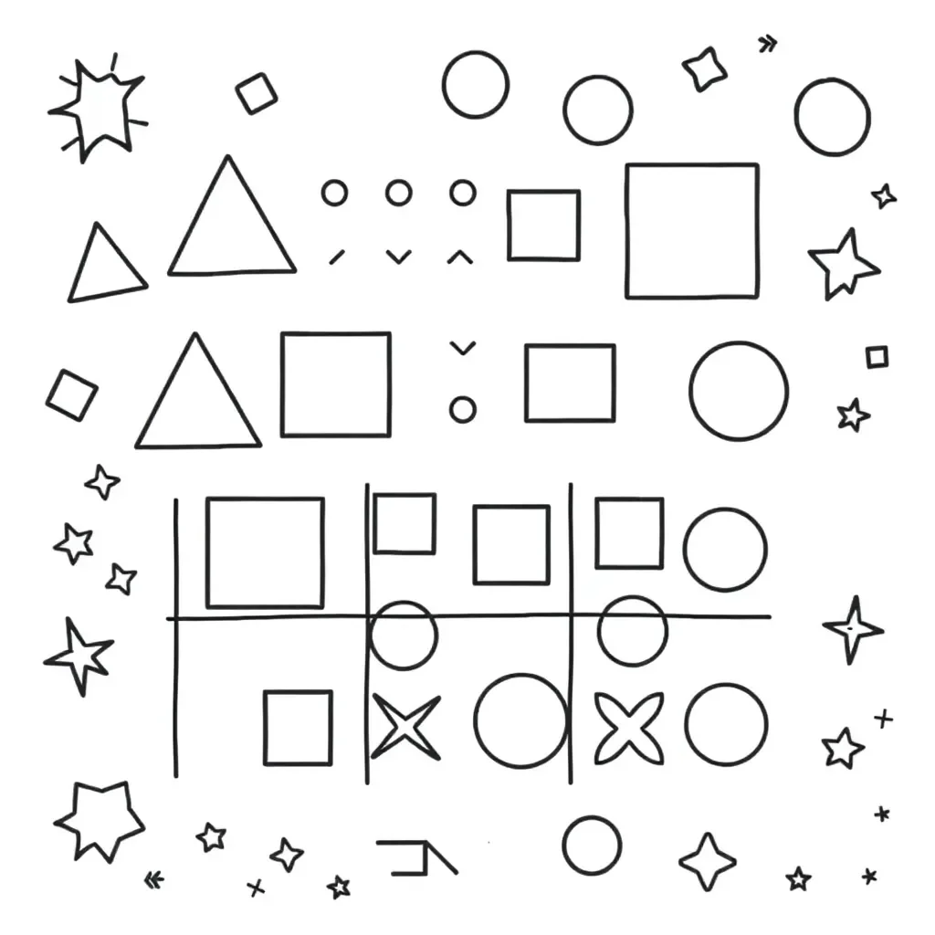 Colorful shapes and polygons illustration