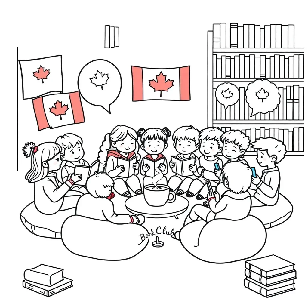 Students discussing books in a circle