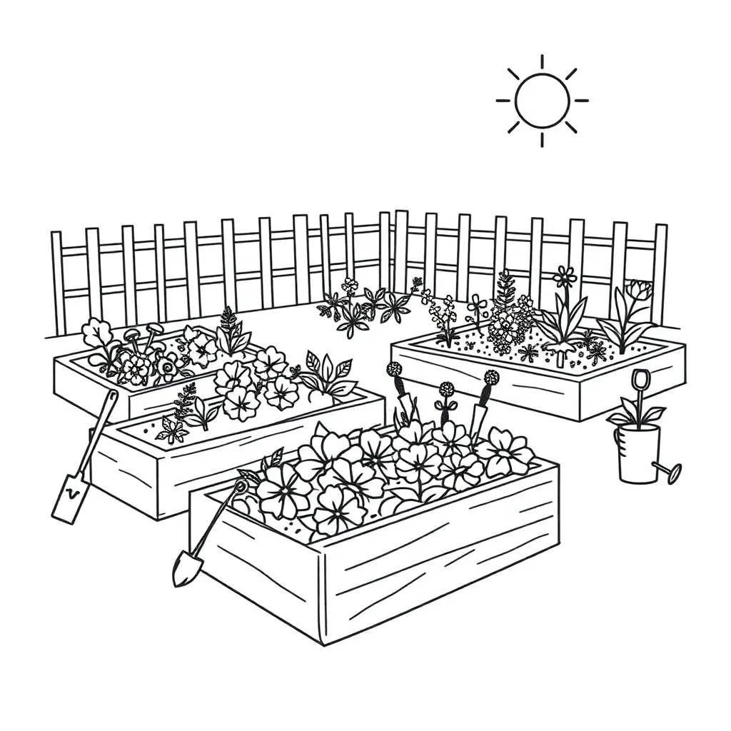 Community garden with vegetables and flowers