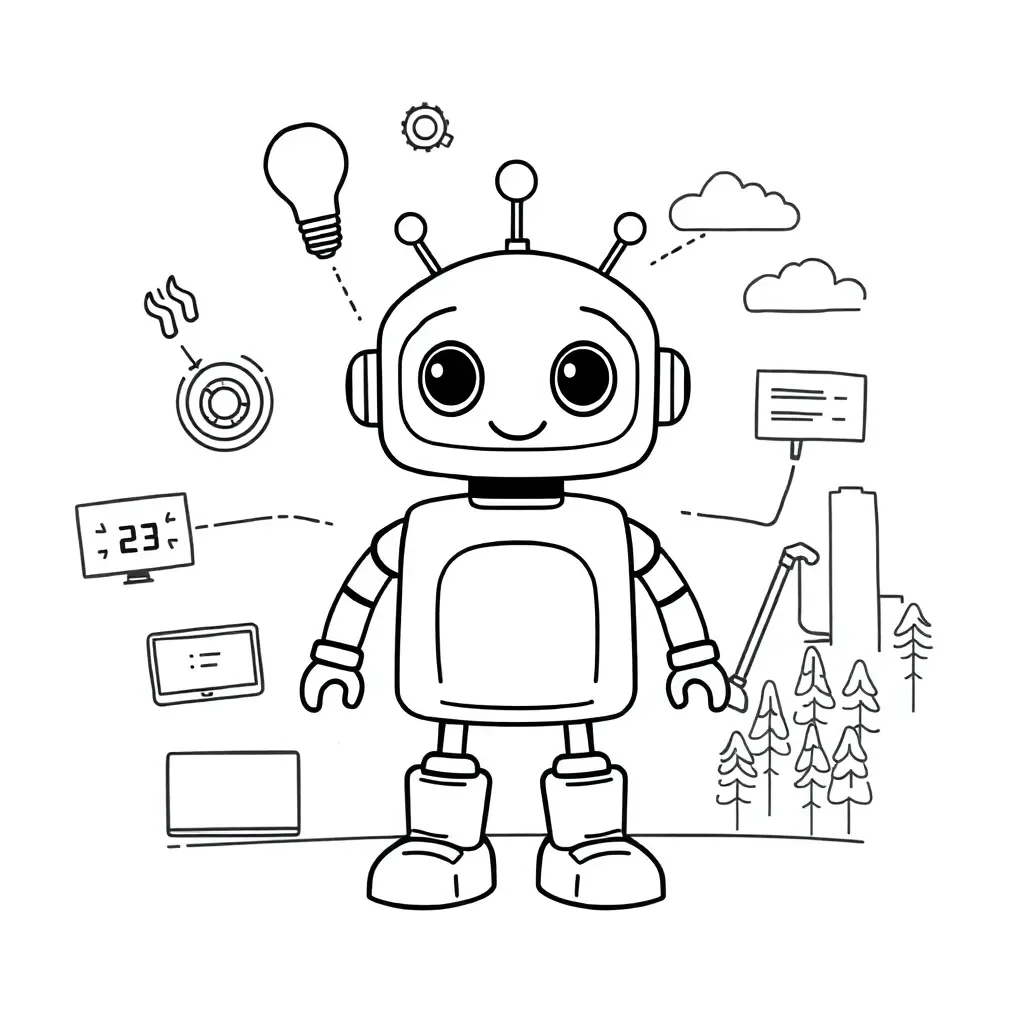 Robot and computer illustration