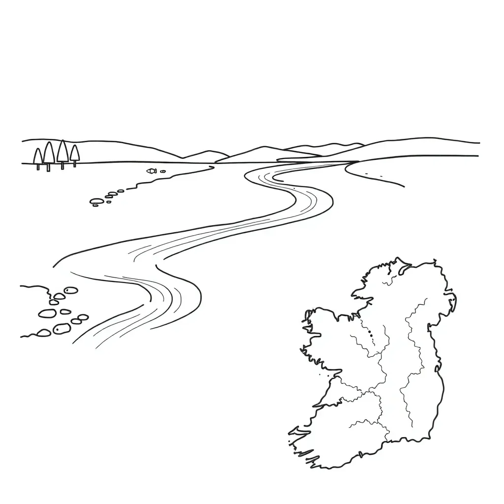 Irish river landscape with boats