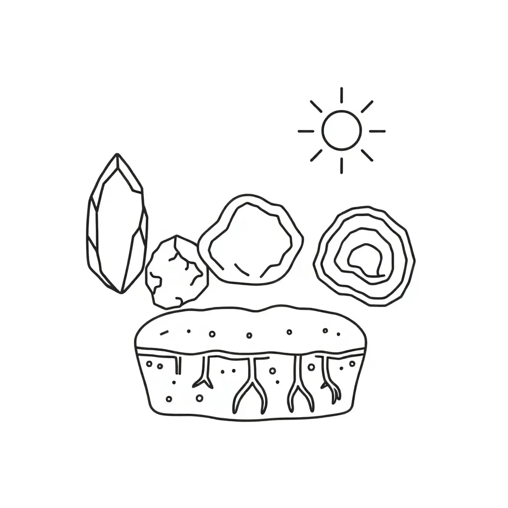 Rocks, minerals and soil illustration