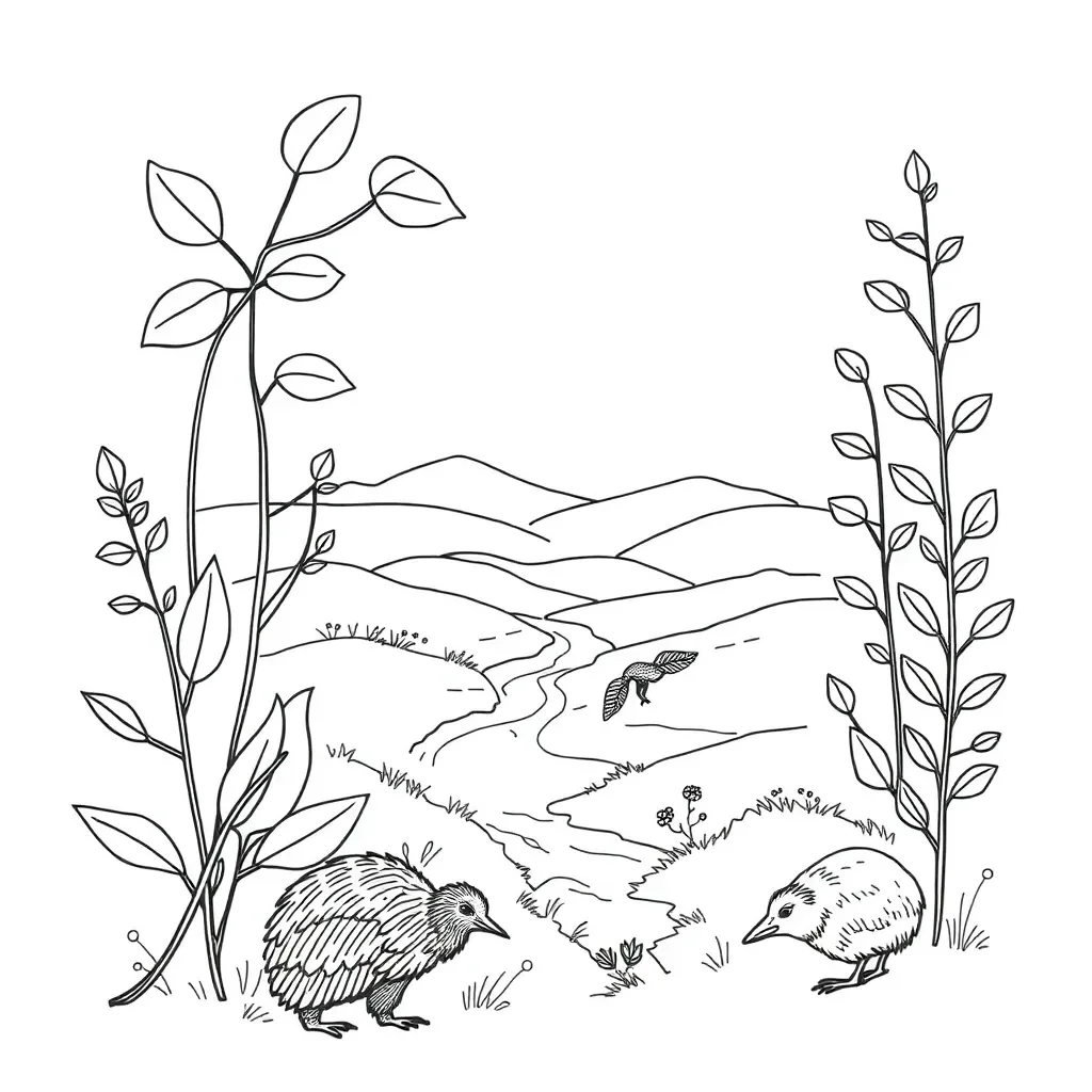 Native New Zealand plants illustration