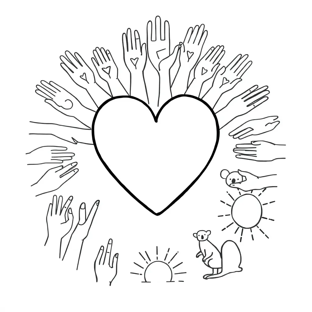 Hearts and hands representing love and inclusion