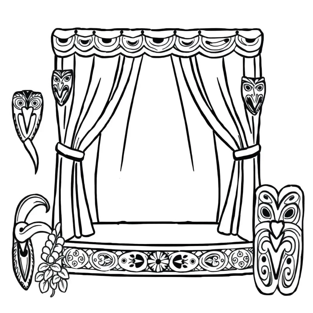 Theatre masks and stage illustration