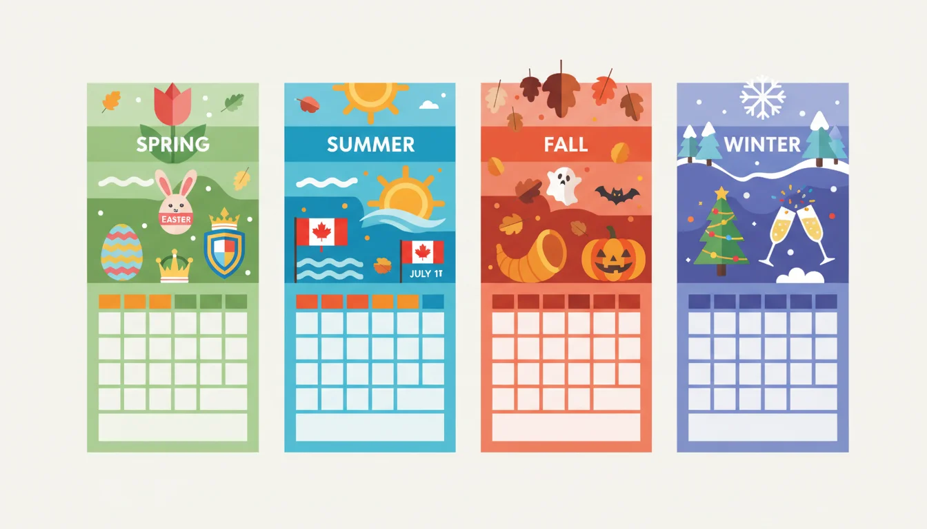 Canadian Seasons and Holidays Calendar