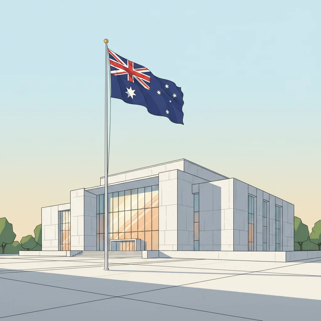 Australian flag and scales of justice illustration