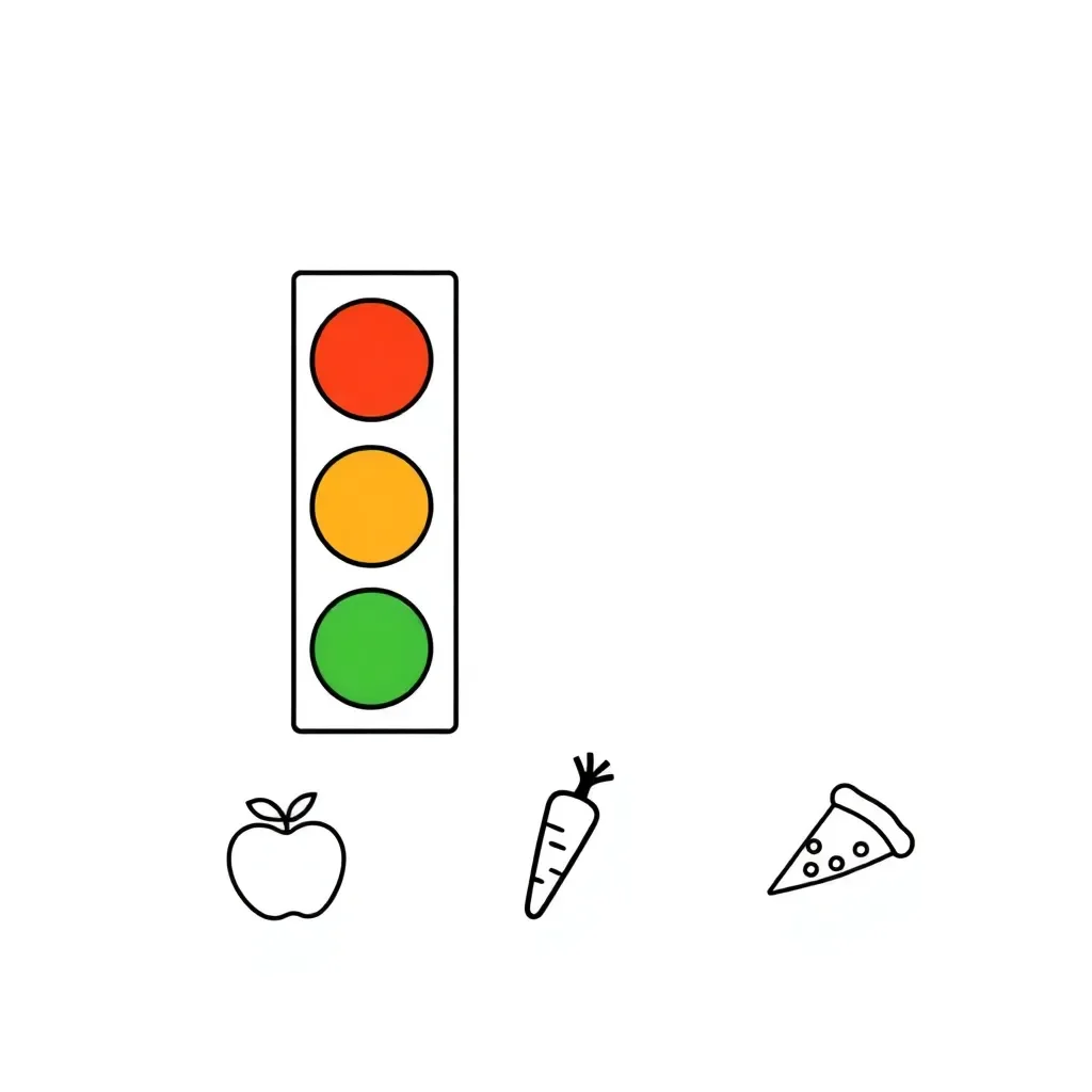 Traffic light with healthy foods