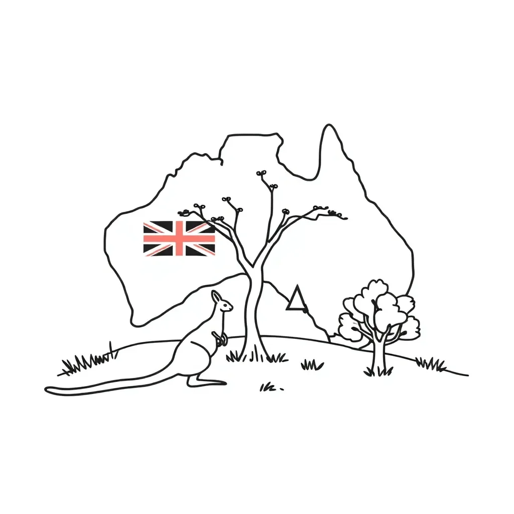 Australian Constitution and Aboriginal flag illustration