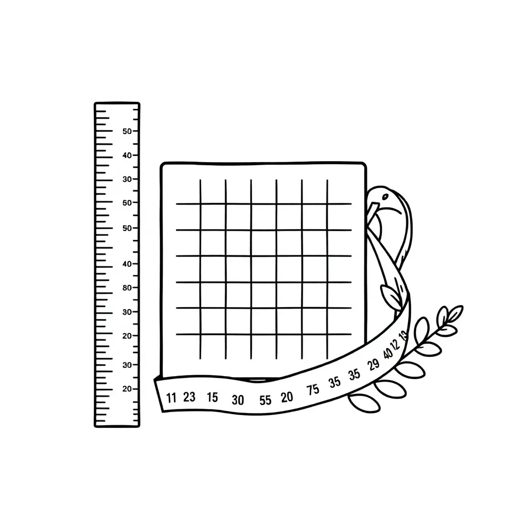 Ruler and shapes illustration