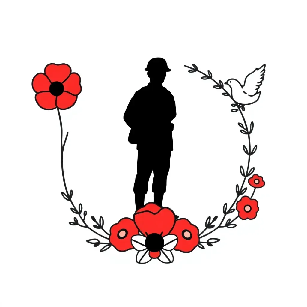 ANZAC poppy and soldier silhouette