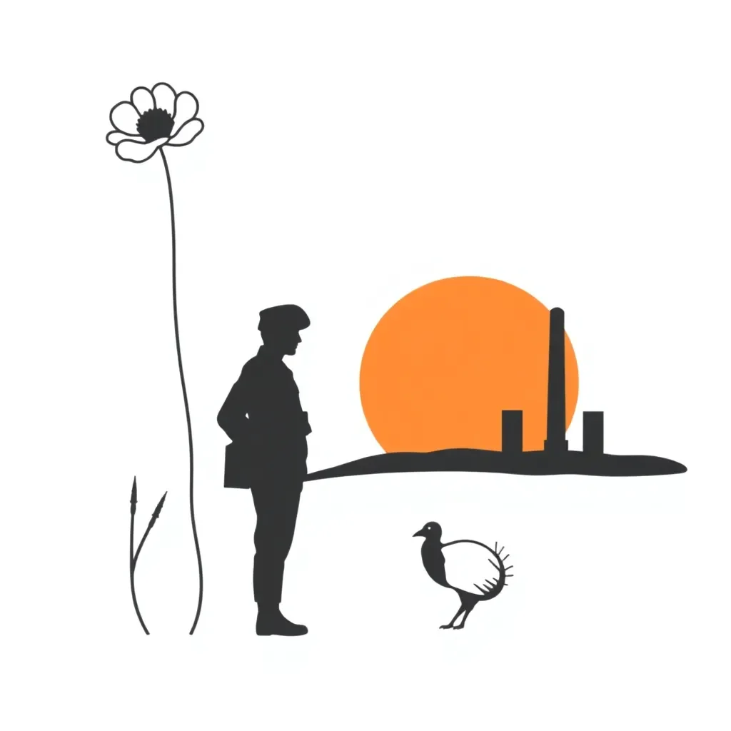ANZAC poppy and soldier silhouette