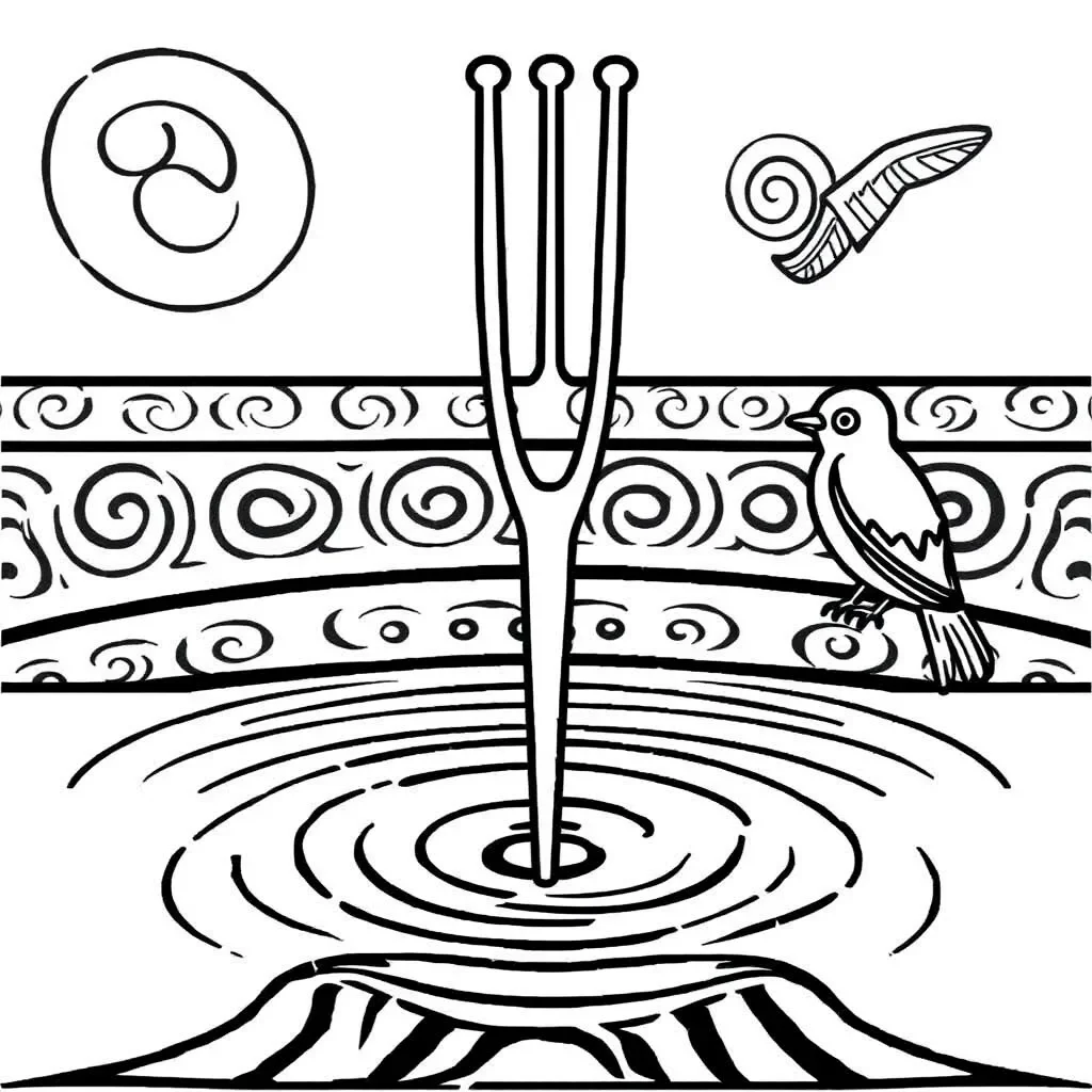 Sound waves and tuning fork illustration