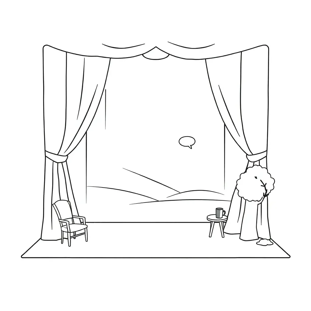 Theatre masks and stage illustration