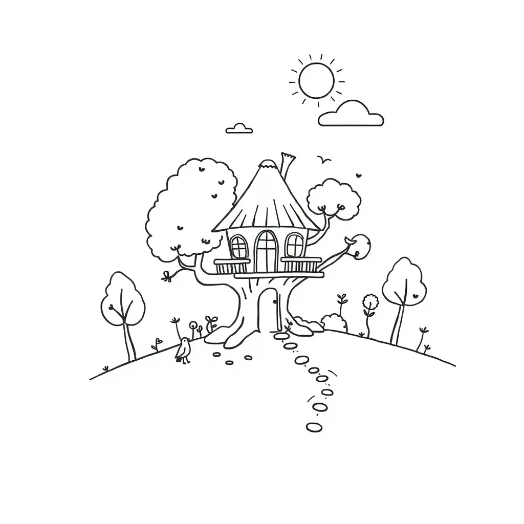 Creative writing illustration with pencil and imagination bubbles