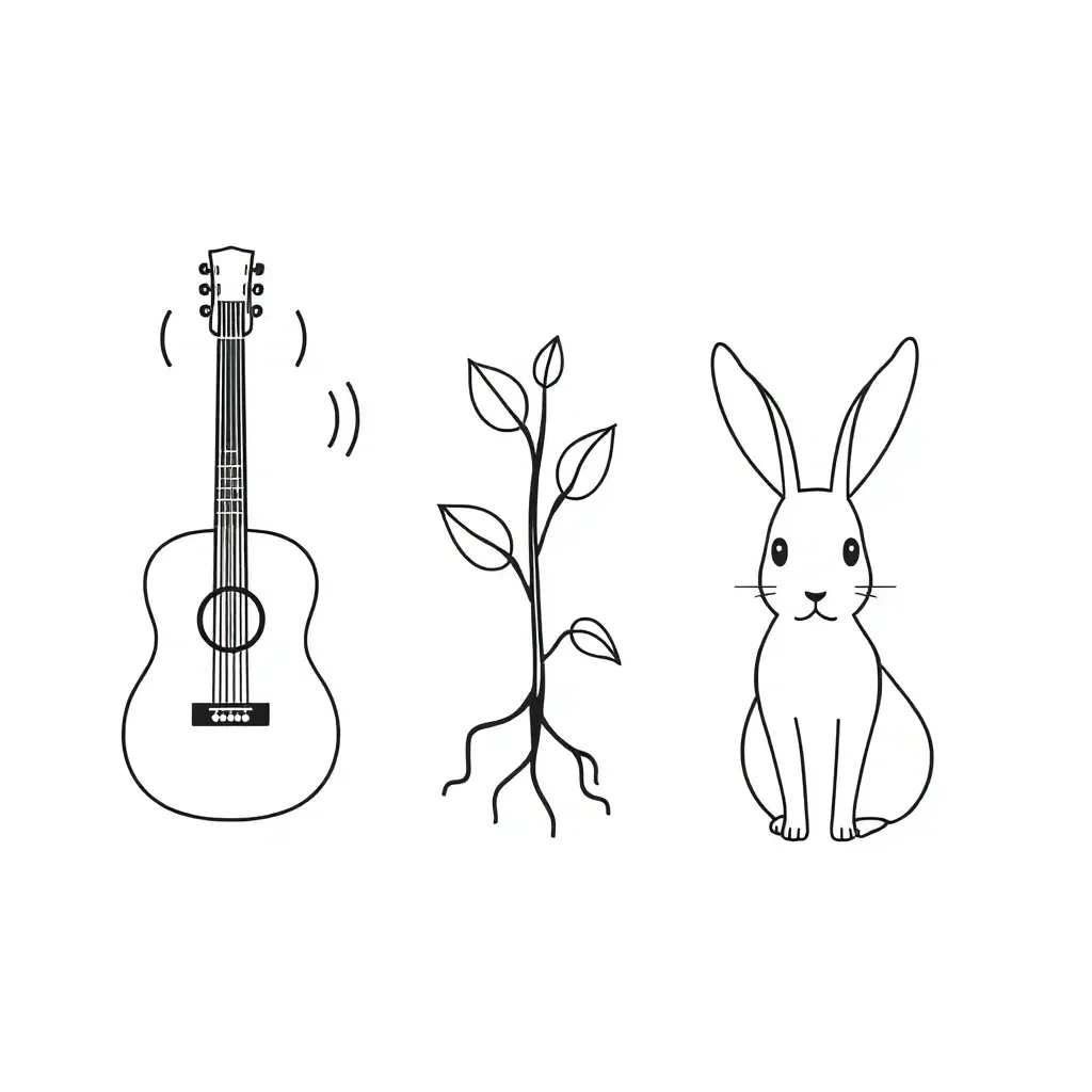 Musical instruments and animal senses illustration