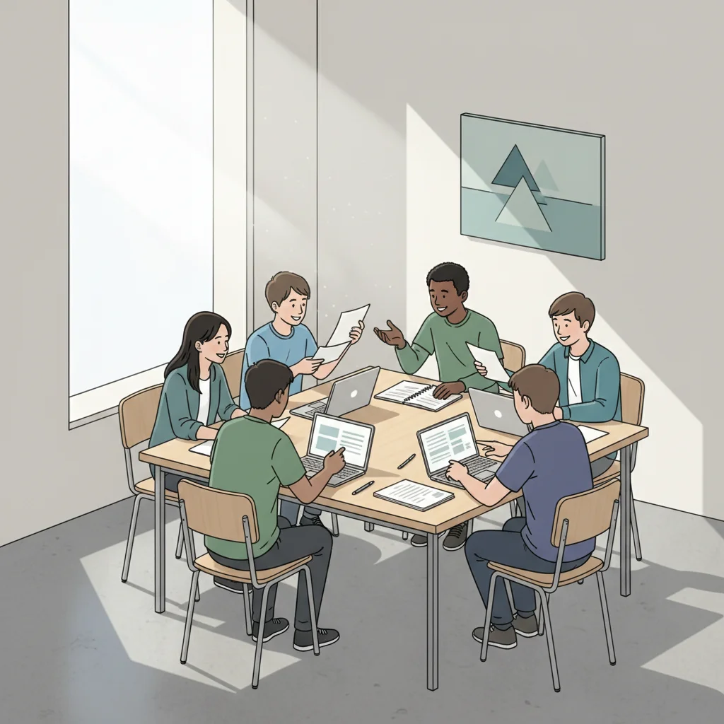 Students reviewing essays