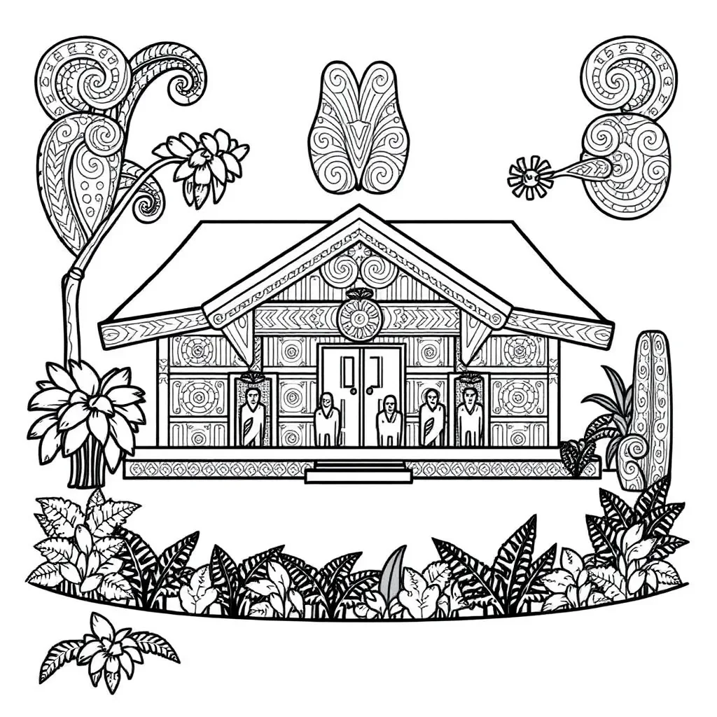 Traditional Māori marae with wharenui