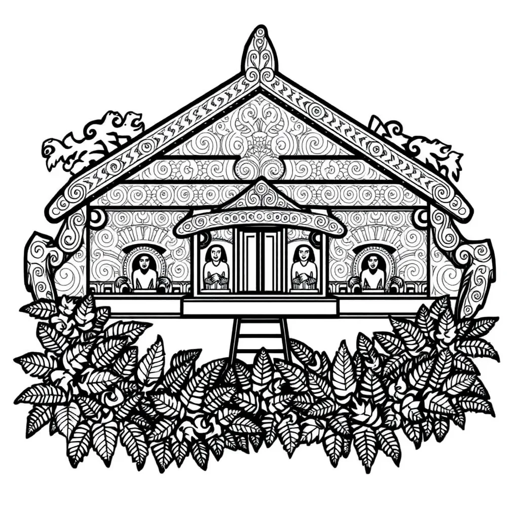 Traditional Māori marae illustration