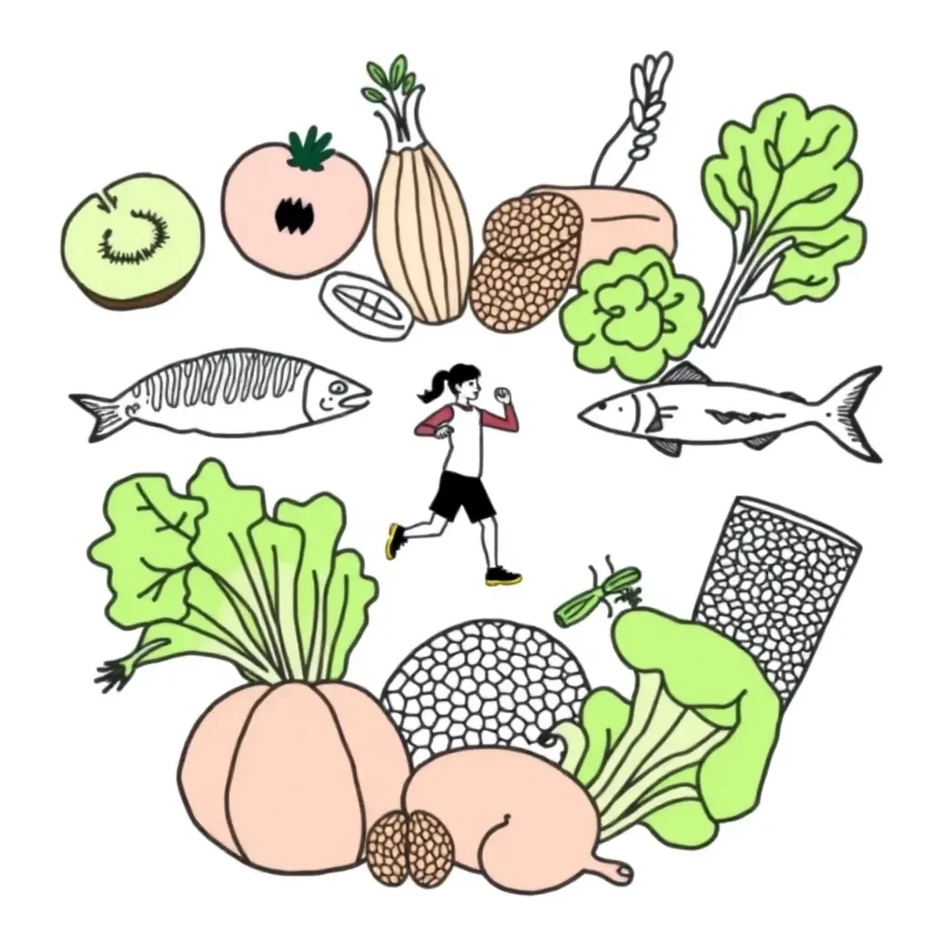 Healthy food and growing teens illustration