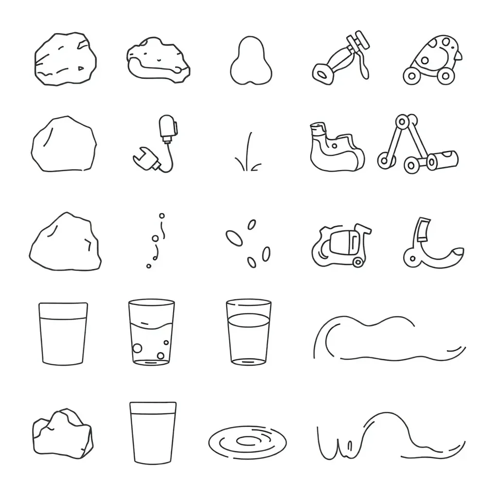 PEC symbols for solids and liquids