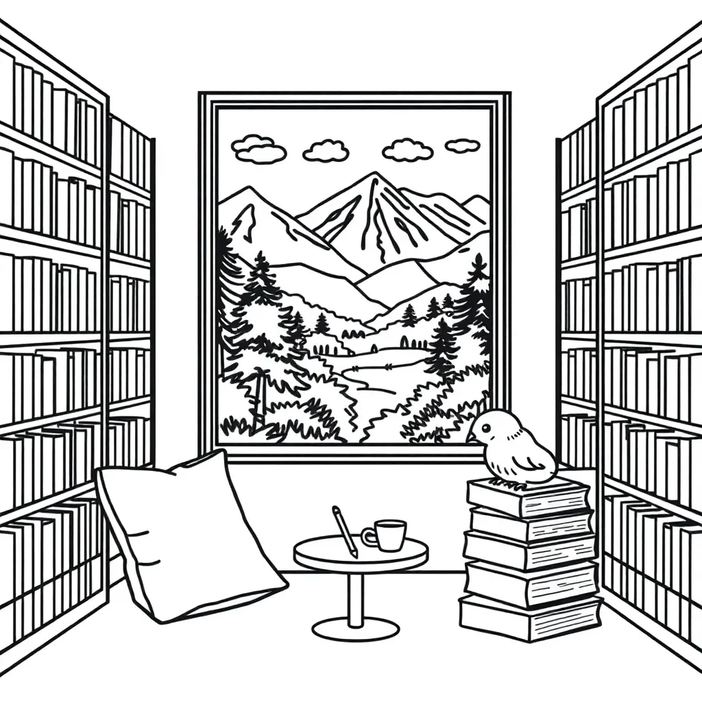 Student reading in library