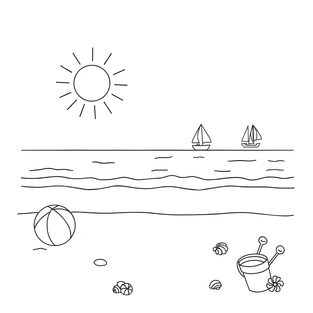Beach scene illustration