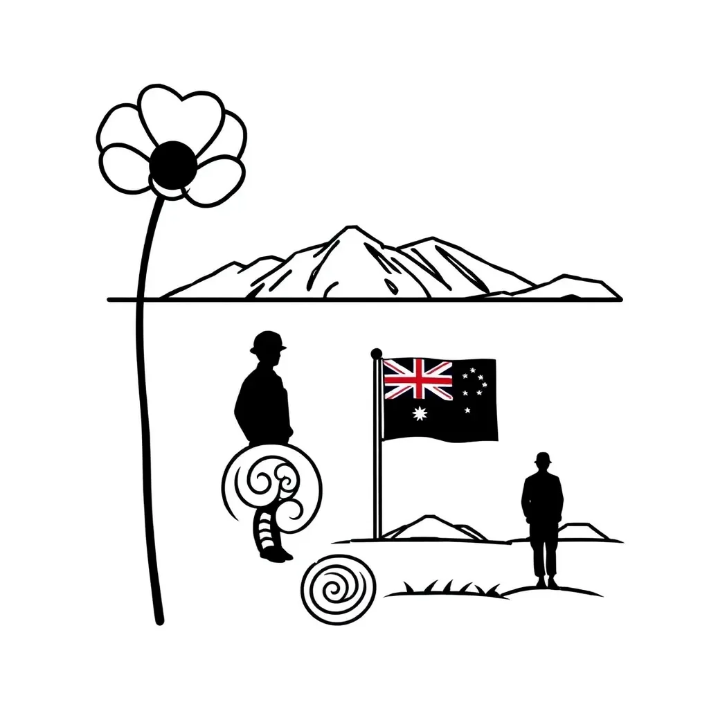 ANZAC Day memorial with poppies